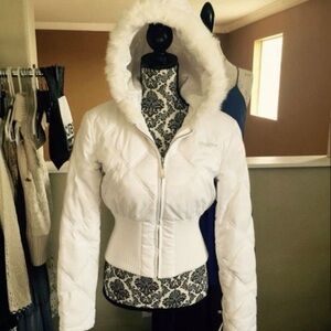ISO DO NOT BUY- white bebe and juicy couture bomber jacket